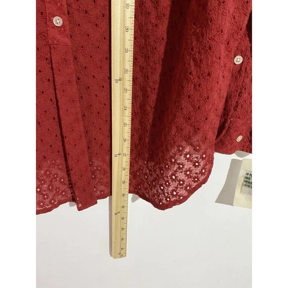 Vtg Ralph Lauren Button Up Top 2X Eyelet Beachy Minimalist Quite Luxury Coastal - Picture 10 of 11